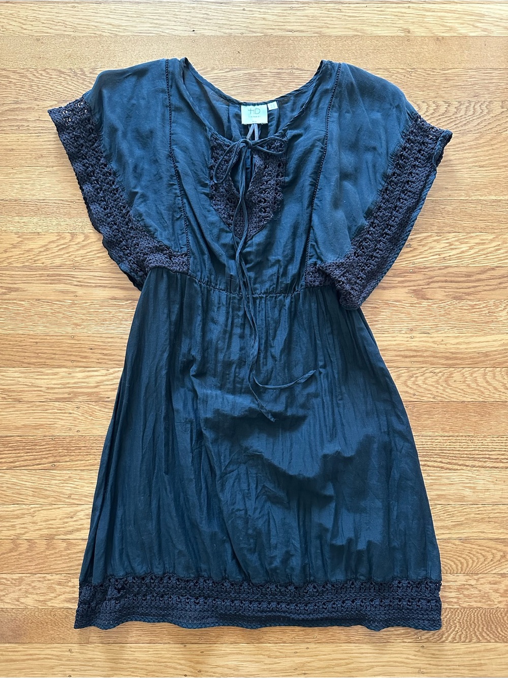 Anthropologie Black Crochet-Trim Dress